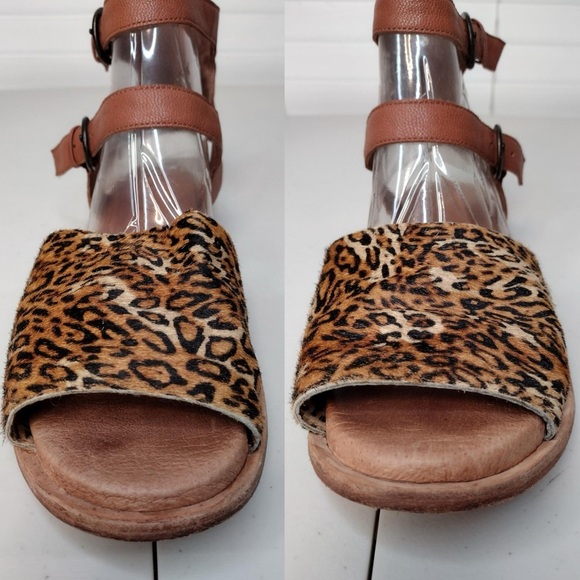 Anthropologie Gee WaWa Boho Calf Hair Leopard Print Gladiator Ankle Sandals - Picture 16 of 16